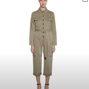 Frame Safari Cotton Canvas Jumpsuit In Green